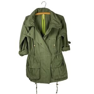 Willow & Clay Green Utility Military Anorak Jacket Size L Funnel Neck